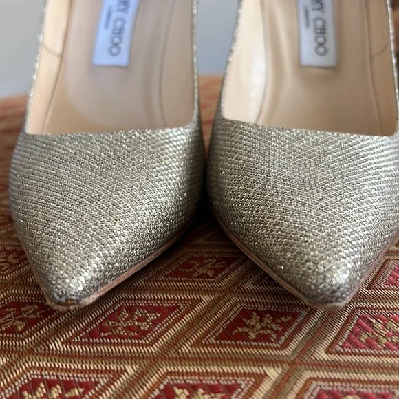 Jimmy Choo champagne glitter stilettos, sz 39,5 - Picture 10 of 10